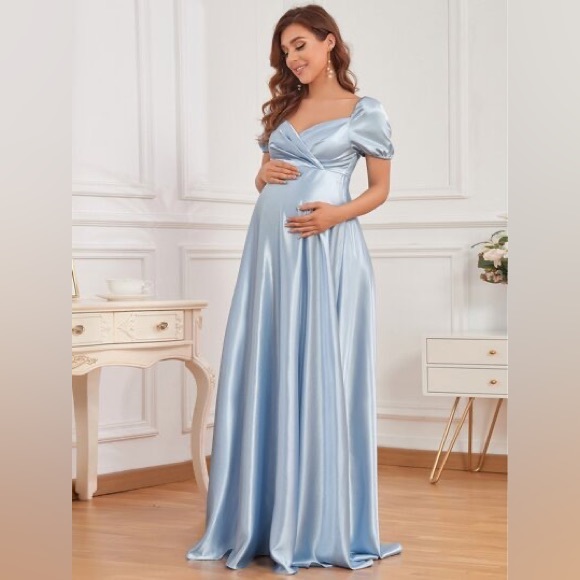 Ever Pretty Dresses & Skirts - Ever Pretty Maternity Puff Sleeve Sweetheart Neck Maxi Dress